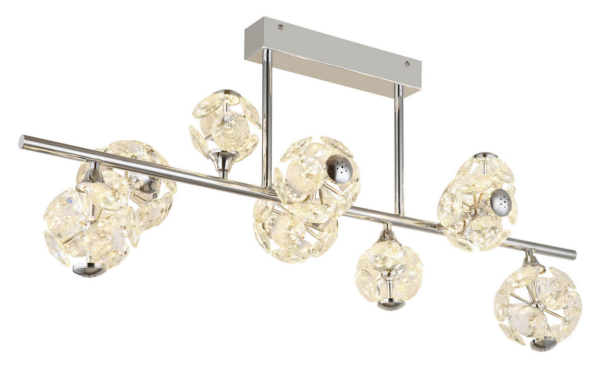 STROPNA LED-SVETILKA  VIRINA //3000 K/230 V/ - barve kroma/prozorno, Konvencionalno, kovina/steklo (101/34,5/45cm) - Globo
