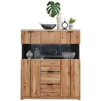 HIGHBOARD  122/144/42 cm 2 Schublade(n)  - Eiche Bianco/Anthrazit, Natur, Glas/Holz (122/144/42cm) - Linea Natura