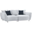 BIGSOFA Chenille Hellgrau  - Anthrazit/Silberfarben, Design, Kunststoff/Textil (243/72/143cm) - Carryhome