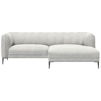 ECKSOFA Hellgrau Chenille, Webstoff, Flachgewebe  - Hellgrau/Schwarz, Design, Holz/Textil (211/149cm) - Livetastic