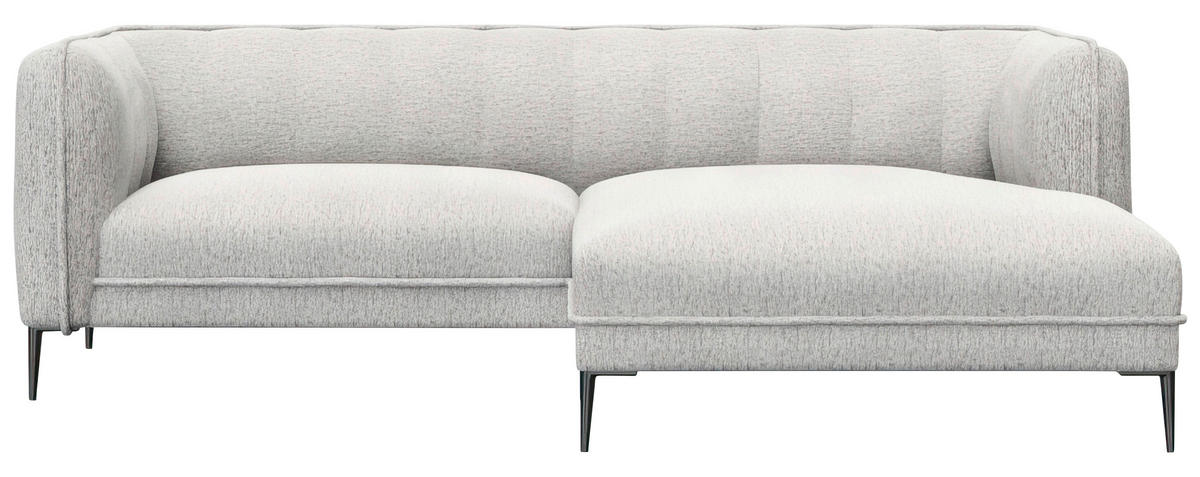 ECKSOFA Hellgrau Chenille, Webstoff, Flachgewebe  - Hellgrau/Schwarz, Design, Holz/Textil (211/149cm) - Livetastic