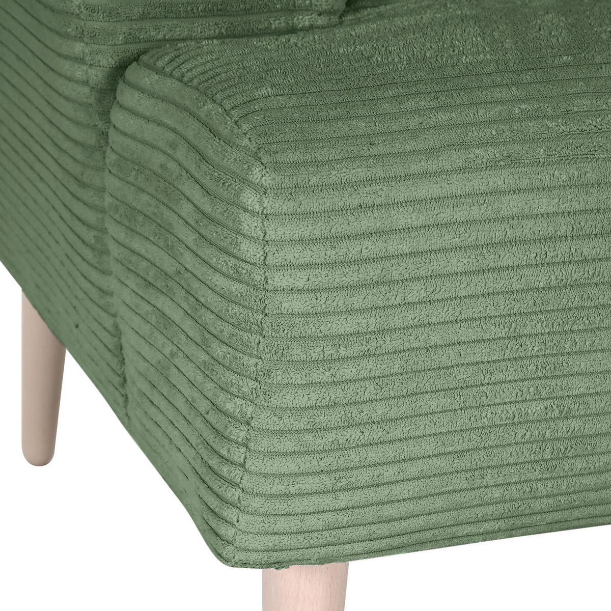SESSEL in Cord Olivgrün  - Buchefarben/Olivgrün, Design, Holz/Textil (85/71/80cm) - Hom`in