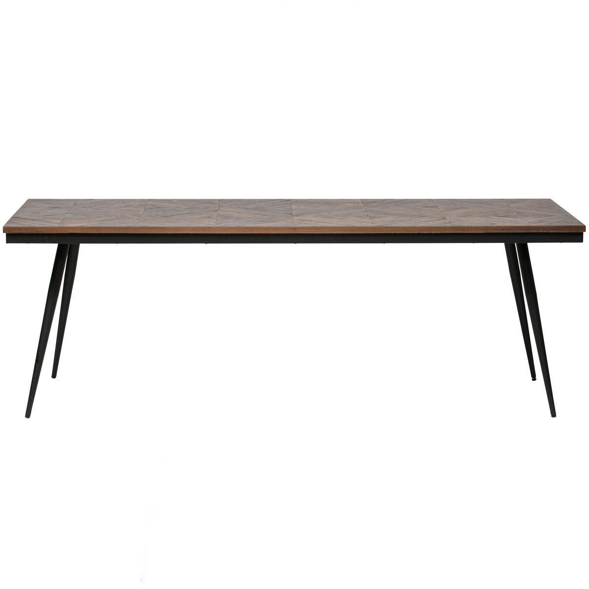 ESSTISCH Teakholz massiv rechteckig Teakfarben  - Schwarz/Teakfarben, Design, Holz/Metall (220/90/76cm) - Livetastic