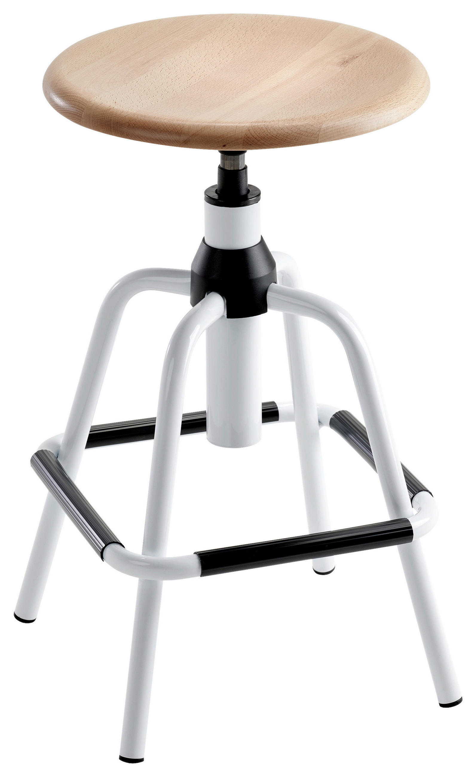 DREHHOCKER Schwarz, Weiß, Buchefarben  - Buchefarben/Schwarz, KONVENTIONELL, Holz/Metall (33/58-75/33cm) - Livetastic