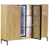 HIGHBOARD  in 145/115/40 cm  - Schwarz/Akaziefarben, LIFESTYLE, Glas/Holz (145/115/40cm) - Landscape