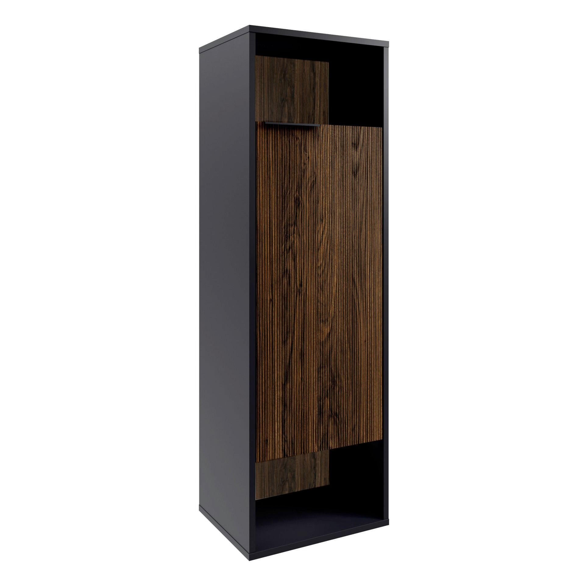 MIDISCHRANK 40,2/125,7/32 cm  - Eiche dunkel/Schwarz, Basics, Glas/Holzwerkstoff (40,2/125,7/32cm) - MID.YOU