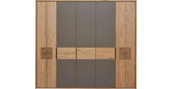 SCHLAFZIMMER Grau, Eichefarben  - Eichefarben/Grau, Design, Glas/Holz (180/200cm) - Valnatura
