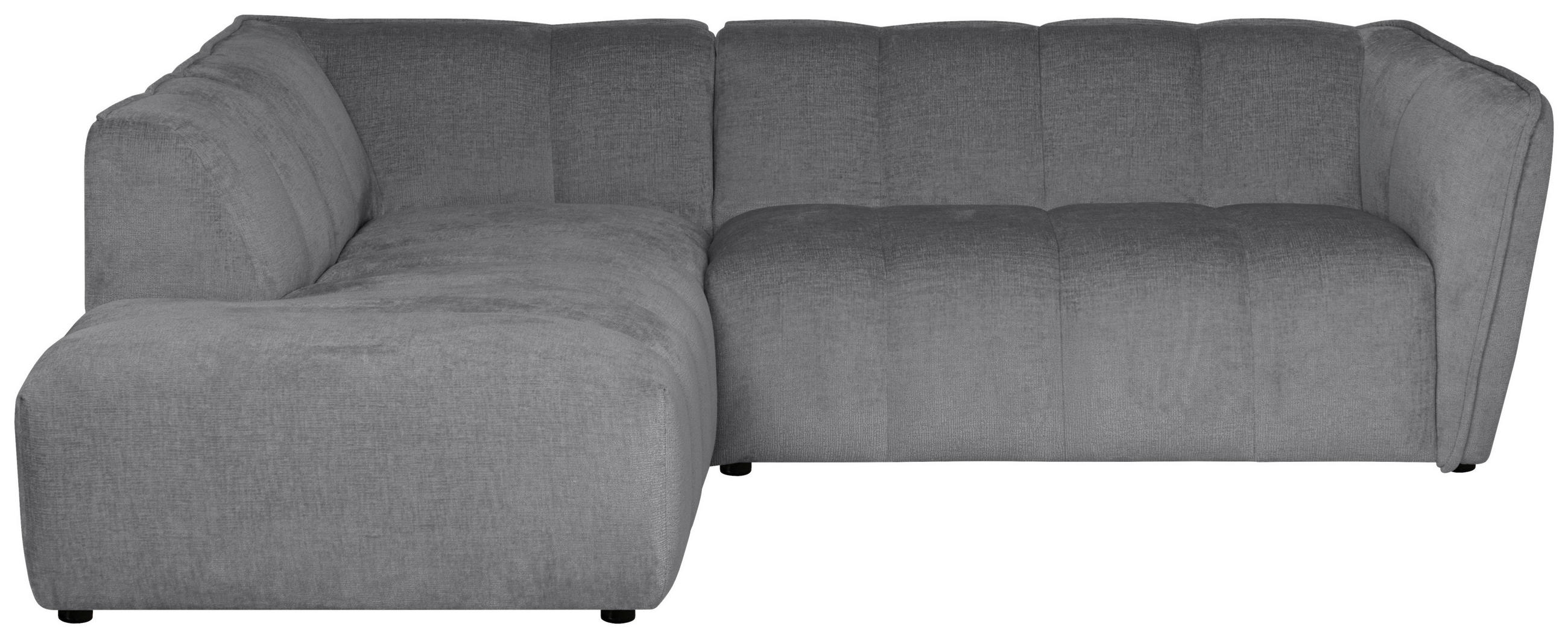 ECKSOFA LIVOLI in Chenille Hellgrau  218/230 cm  - Hellgrau/Schwarz, Design, Textil (218/230cm) - MID.YOU