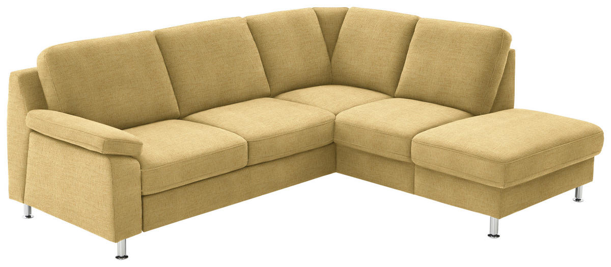 ECKSOFA in Webstoff Gelb  - Gelb/Alufarben, Konventionell, Textil/Metall (241/200cm) - Beldomo System