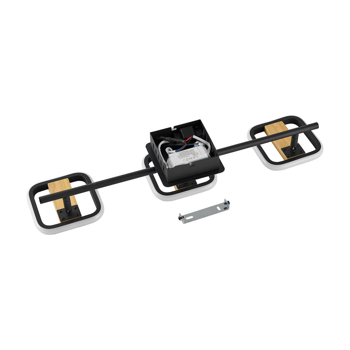 LED-STRAHLER Miriam 55/13,5/12 cm   - Eschefarben/Schwarz, Design, Holz/Kunststoff (55/13,5/12cm) - Novel