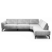 ECKSOFA Cosy in Samt Hellgrau  296/213 cm  - Hellgrau/Schwarz, Design, Textil/Metall (296/213cm) - SENSOO