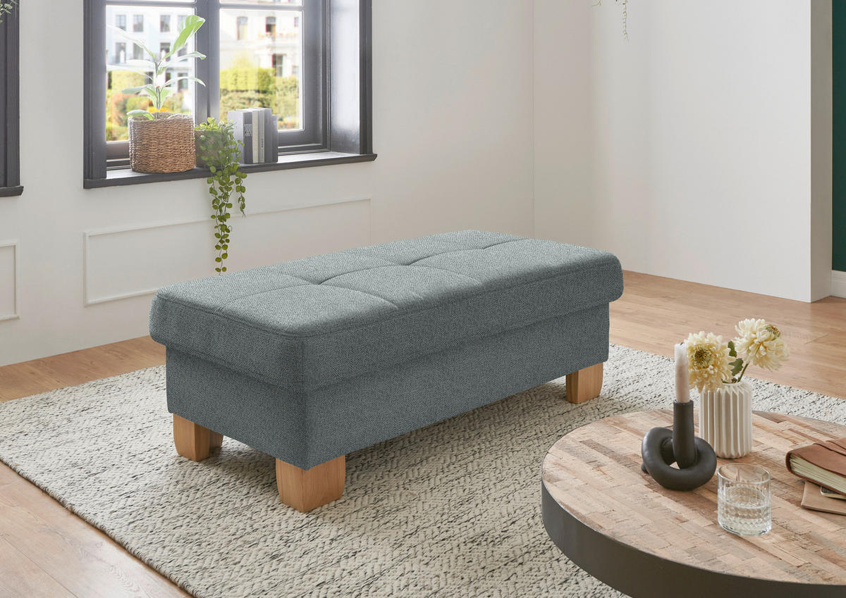 ECKSOFA in Flachgewebe Hellgrau  243/301 cm  - Wildeiche/Hellgrau, Natur, Holz/Textil (243/301cm) - Voleo