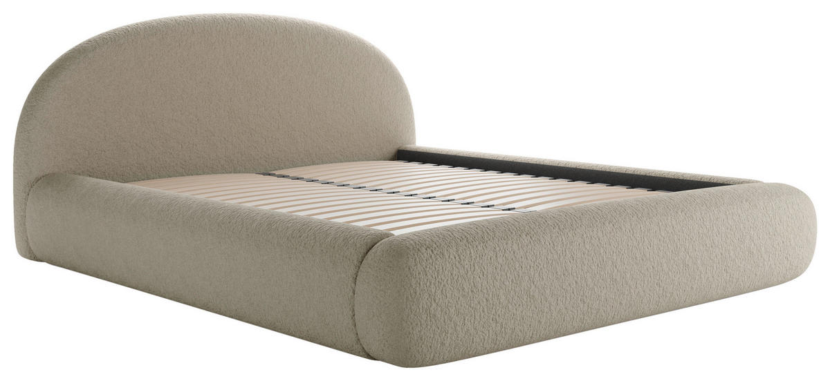 POLSTERBETT 180/200 cm,  in Taupe, gepolstertes Kopfteil, Lattenrost, Bettkasten,  - Taupe/Schwarz, Design, Holz/Textil (180/200cm) - Chameo