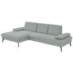 ECKSOFA Dieter Knoll in Chenille, Mikrofaser Hellblau, Salbeigrün  157/299 cm  - Salbeigrün/Schwarz, Design, Textil/Metall (157/299cm) - Dieter Knoll