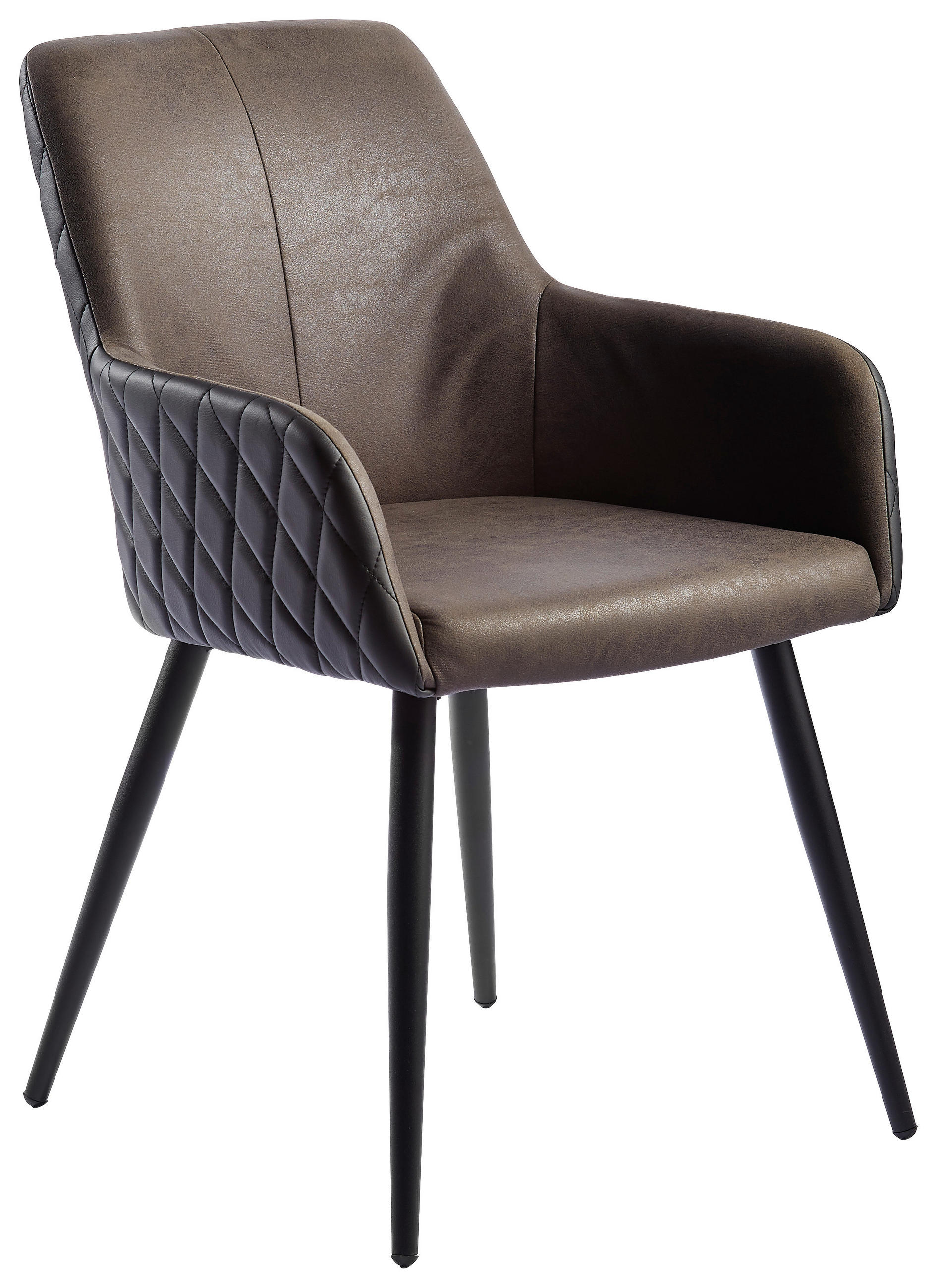 Thumbnail - Mid.you Armlehnstuhl-Set, Braun, Schwarz, Metall, Textil, konisch, rund, 55x83.5x63 cm, Esszimmer, Stühle, Esszimmerstüh...