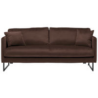 2,5-SITZER Samt Dunkelbraun  - Dunkelbraun/Schwarz, Design, Textil/Metall (180/78/84cm) - Carryhome