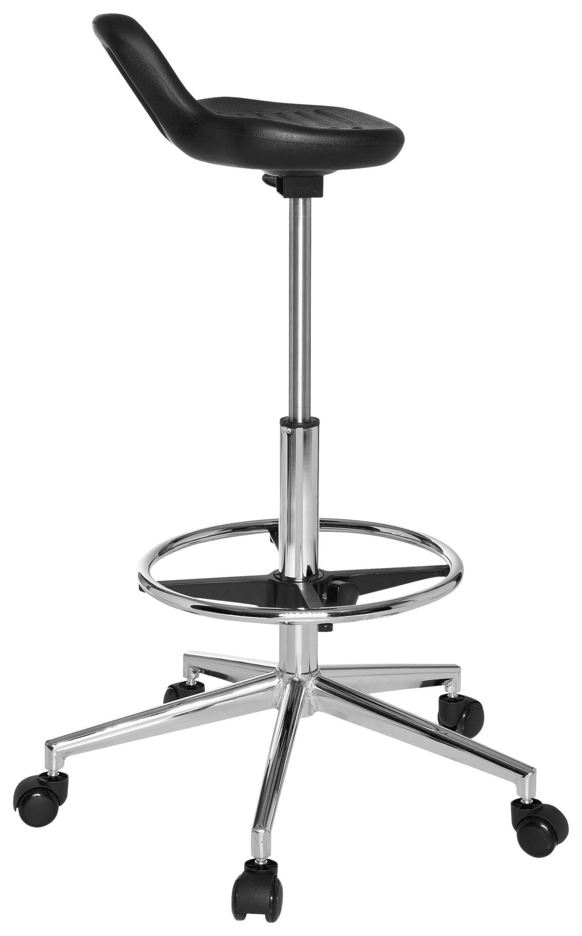 BÜROHOCKER 32/74/35 cm  - Chromfarben/Schwarz, MODERN, Kunststoff/Metall (32/74/35cm) - MID.YOU