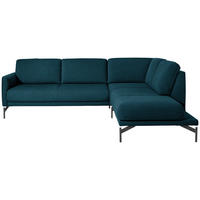 ECKSOFA  in Flachgewebe, Struktur Petrol  254/230 cm  - Anthrazit/Petrol, Design, Textil/Metall (254/230cm) - Johann Jakob