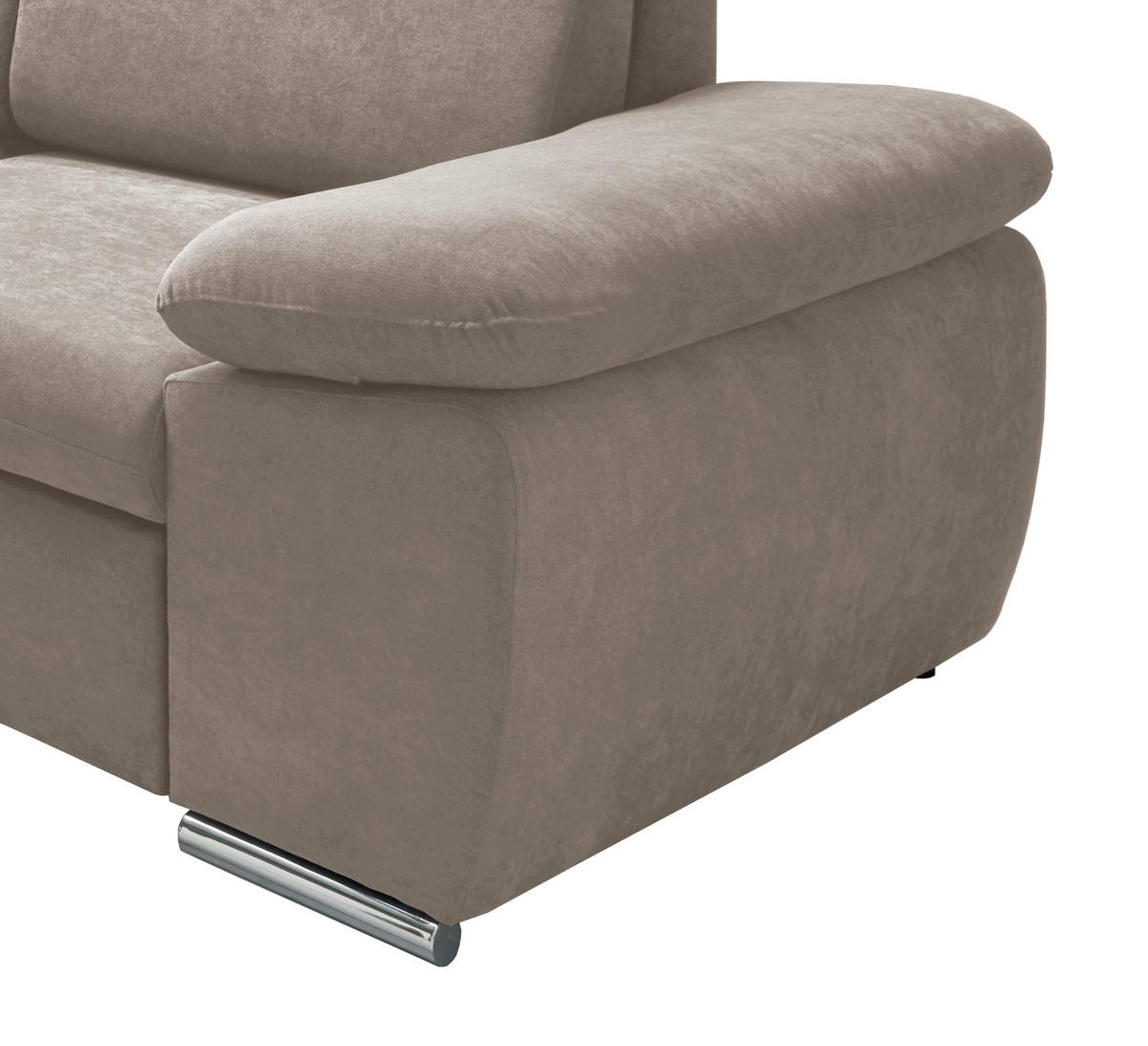 ECKSOFA in Mikrofaser Taupe  - Taupe/Chromfarben, Design, Textil/Metall (228/283cm) - Livetastic