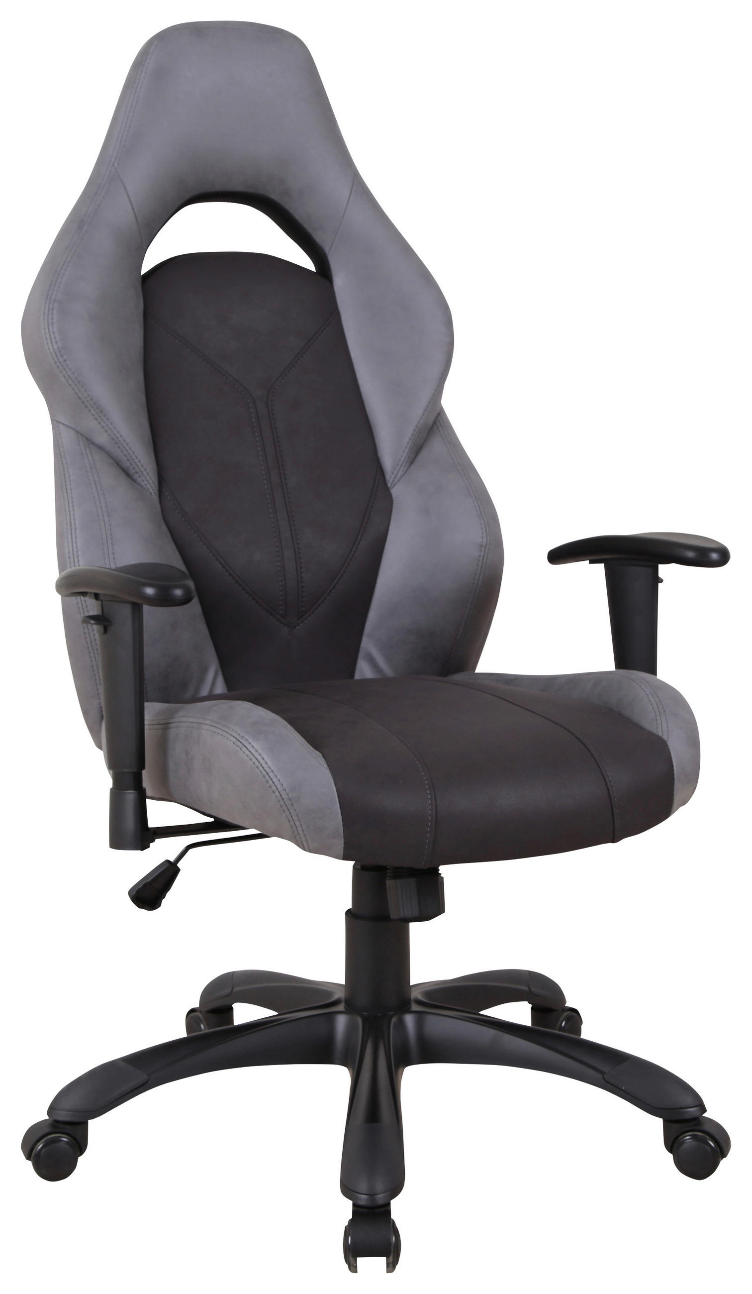 PISARNIŠKI STOL les, kovina, umetna masa, tekstil siva, črna  - črna/siva, Konvencionalno, kovina/umetna masa (66/119-129/68cm) - Novel