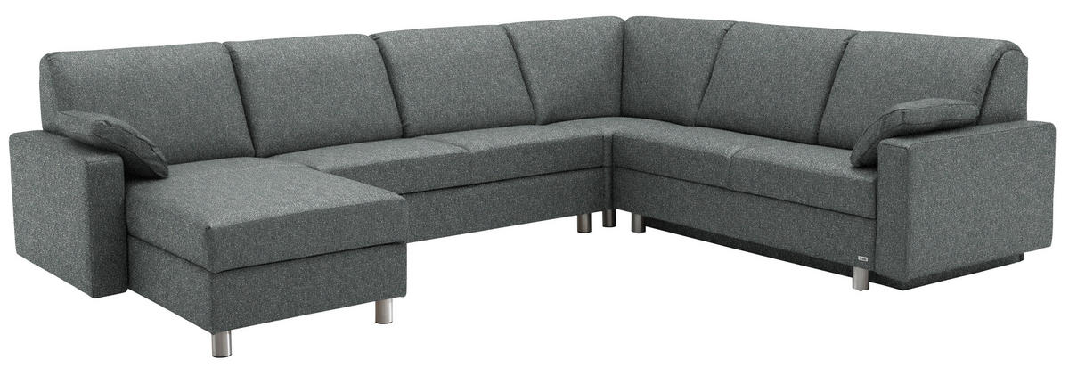 WOHNLANDSCHAFT  in Mikrovelours Graugrün  - Anthrazit/Alufarben, KONVENTIONELL, Textil (158/323/237cm) - Sedda