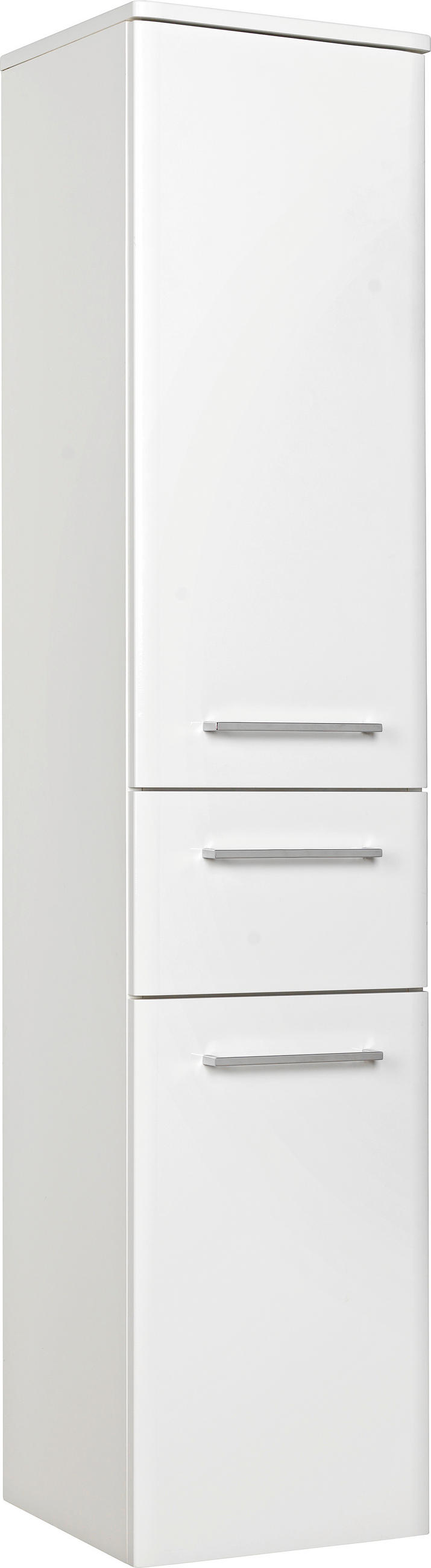 MIDISCHRANK 30/141/33 cm  - Weiss Hochglanz/Chromfarben, Konventionell, Glas/Holzwerkstoff (30/141/33cm) - Xora