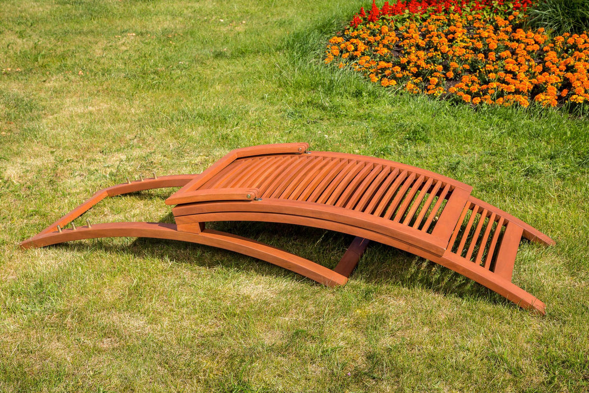 GARTENLIEGE 60/105/208 cm  - Eukalyptusholzfarben/Anthrazit, KONVENTIONELL, Holz/Textil (60/105/208cm) - Gardenson