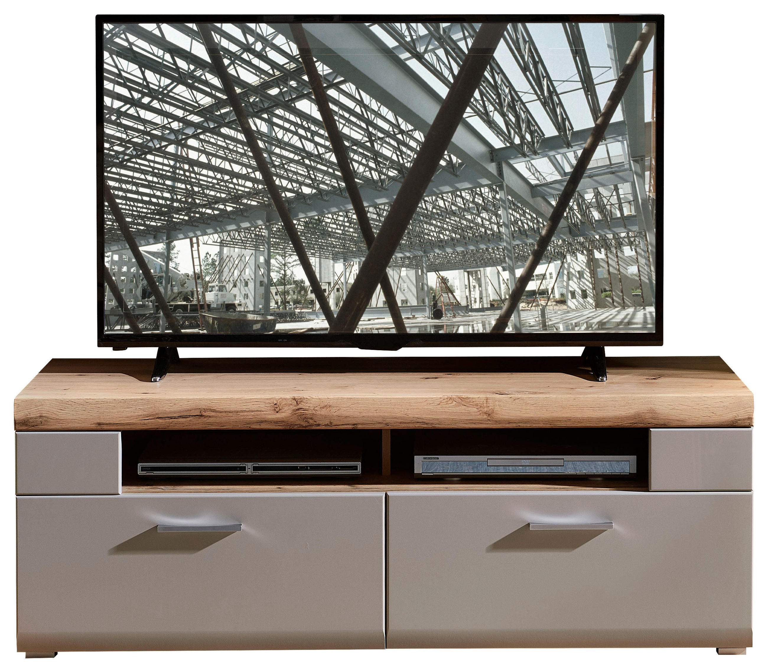 TV-ELEMENT Eichefarben - Chromfarben/Eichefarben, Design, Metall (140/51/47cm) - Livetastic