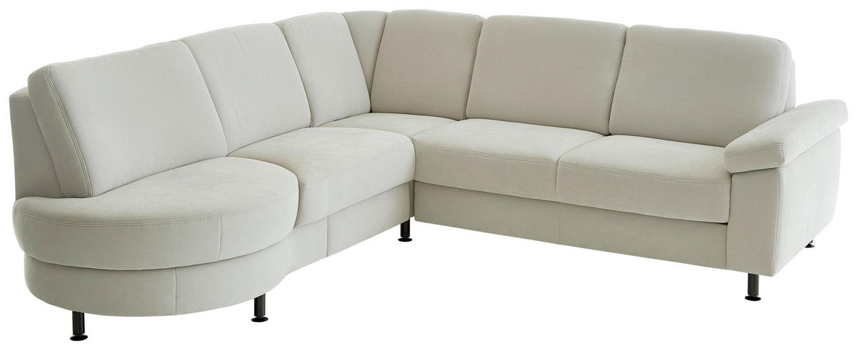 ECKSOFA in Flachgewebe Hellgrau  - Hellgrau/Schwarz, Konventionell, Textil/Metall (252/248cm) - Beldomo Comfort