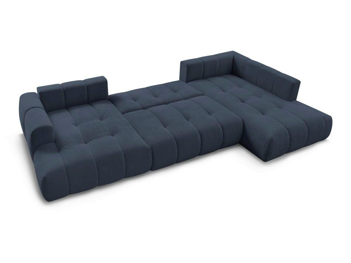 WOHNLANDSCHAFT  FUJI  Dunkelblau Leinenoptik  - Schwarz/Dunkelblau, MODERN, Kunststoff/Textil (160/377/204cm)