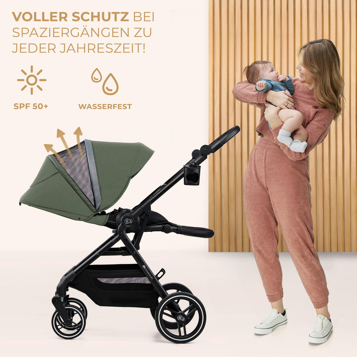 BUGGY Yoxi  - Olivgrün, Basics, Kunststoff/Textil (59/91/106cm) - Kinderkraft