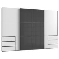 SCHWEBETÜRENSCHRANK 350/236/65 cm 4-türig Grau, Weiß  - Chromfarben/Weiß, MODERN, Holzwerkstoff (350/236/65cm) - MID.YOU