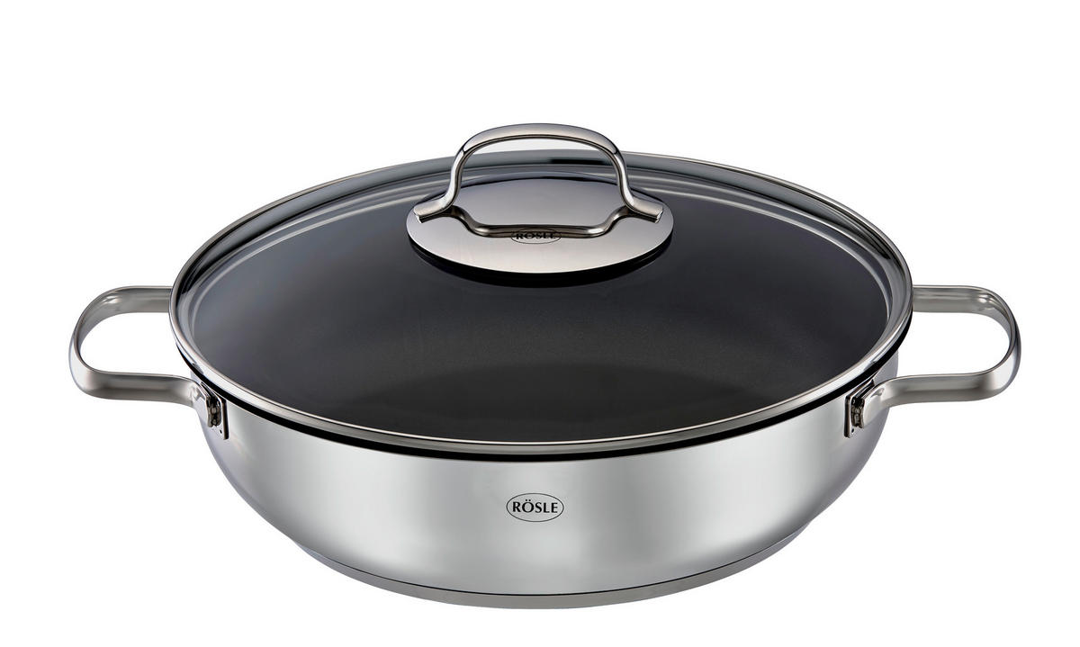 SERVIERPFANNE ELEGANCE 28 cm  - Schwarz, Basics, Metall (28cm) - Rösle