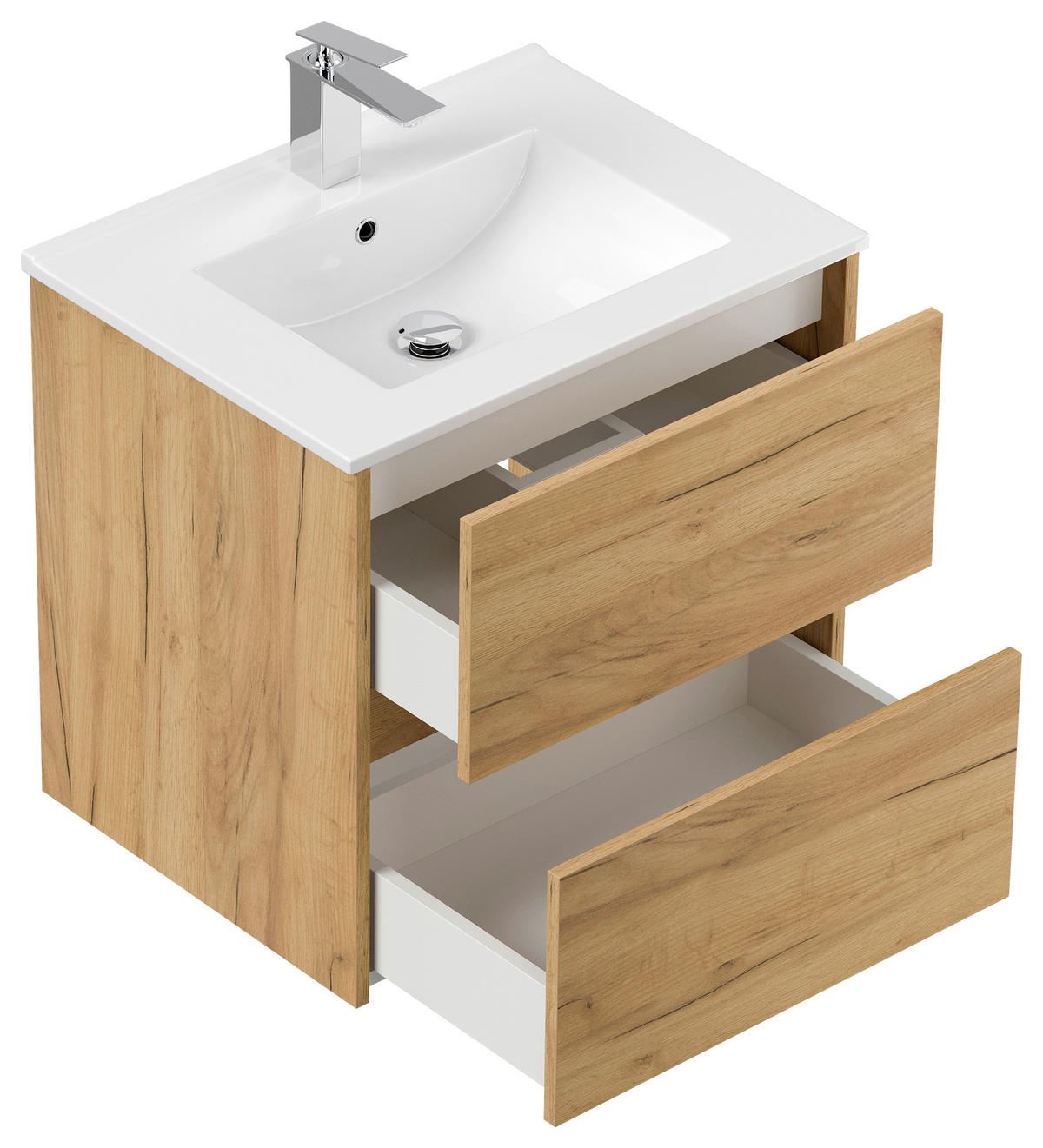 BADEZIMMER 5-teilig  in 60 cm  - Eichefarben/Weiß, Basics, Keramik/Holzwerkstoff (60cm) - MID.YOU