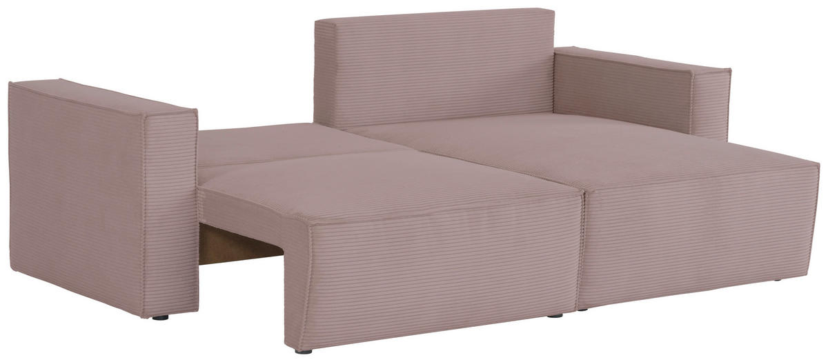 ECKSOFA in Feincord Altrosa  - Schwarz/Altrosa, Konventionell, Kunststoff/Textil (242/151cm) - Carryhome