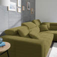 ECKSOFA  in Mikrofaser Grün  301/207 cm  - Chromfarben/Grün, Design, Textil/Metall (301/207cm) - Xora