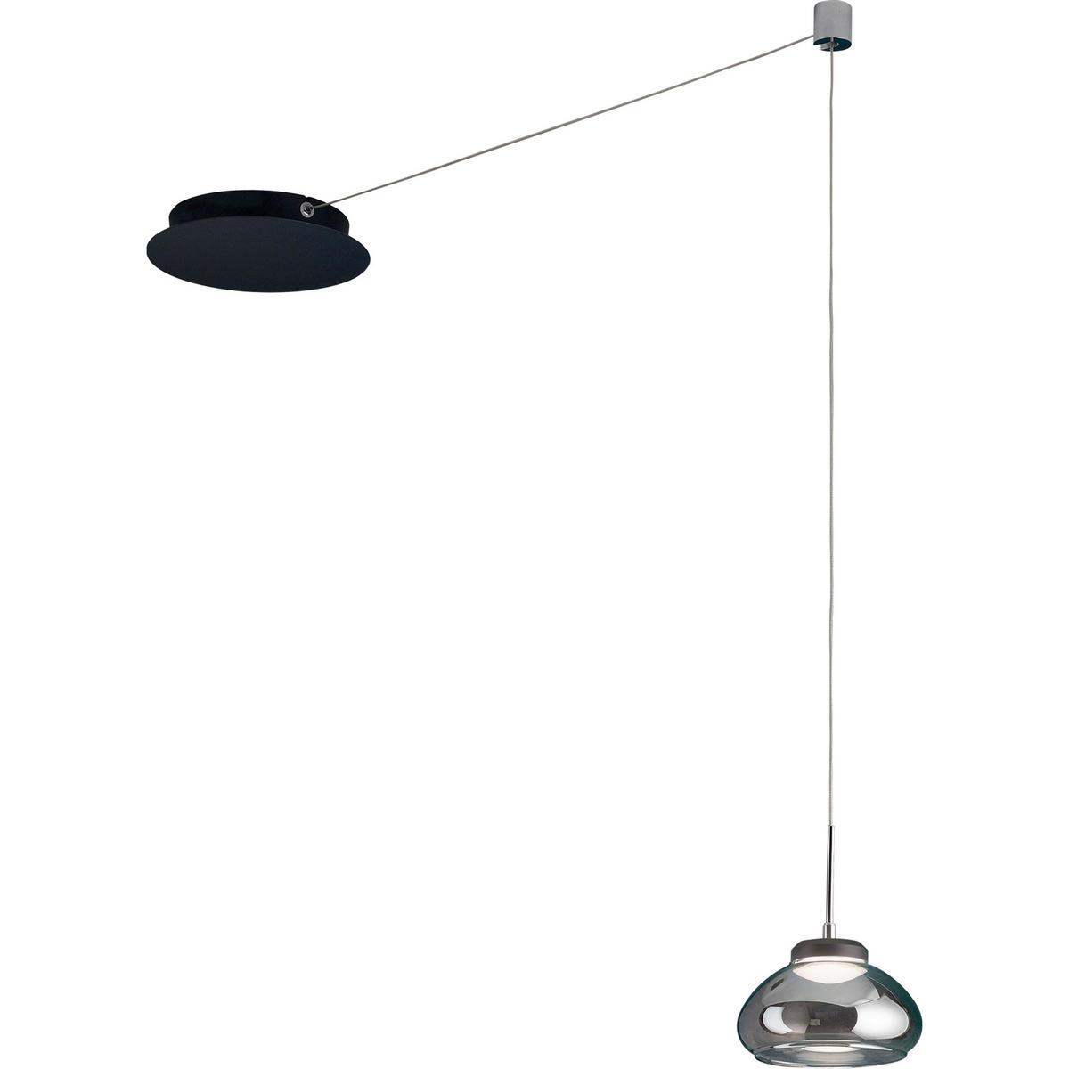 LED-PENDELLEUCHTE Arabella 14/350 cm   - Schwarz/Grau, Basics, Glas/Metall (14/350cm) - Fabas Luce