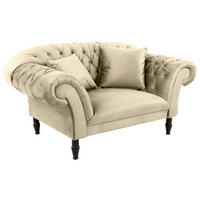 XXL-SESSEL Velours Beige    - Beige/Schwarz, Design, Holz/Textil (180/94/103cm) - MID.YOU