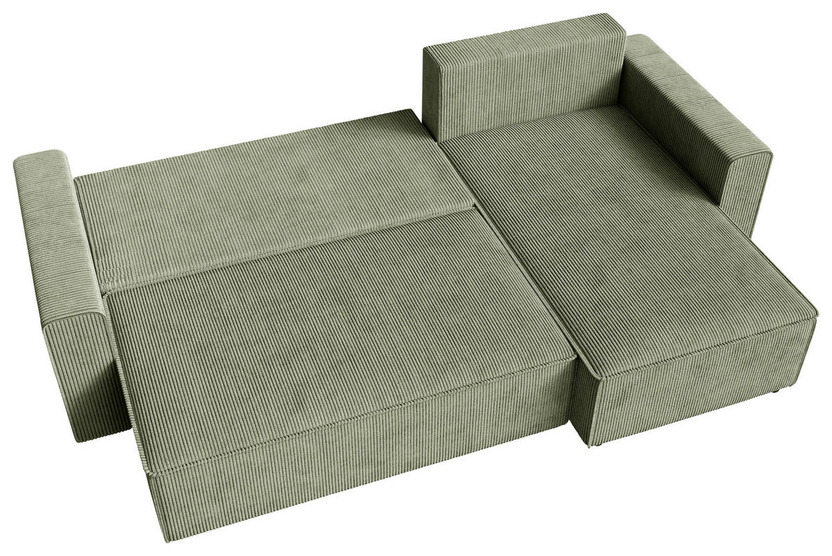 ECKSOFA Olivgrün Cord  - Schwarz/Olivgrün, KONVENTIONELL, Kunststoff/Textil (232/143cm) - Carryhome