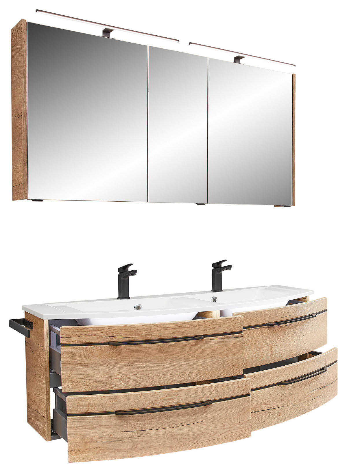KOPALNICA  barve hrasta  - barve hrasta/bela, Moderno, kamen/leseni material (130cm) - Sadena