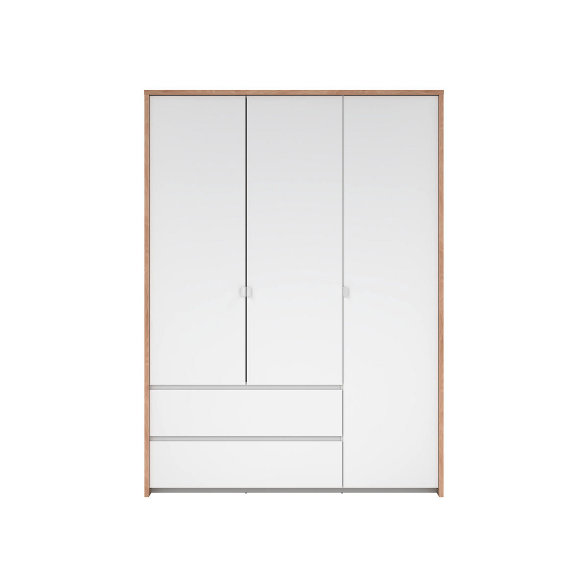 DREHTÜRENSCHRANK 149/202/58 cm 3-türig Eichefarben, Weiß  - Eichefarben/Silberfarben, KONVENTIONELL, Holzwerkstoff/Metall (149/202/58cm) - Boxxx