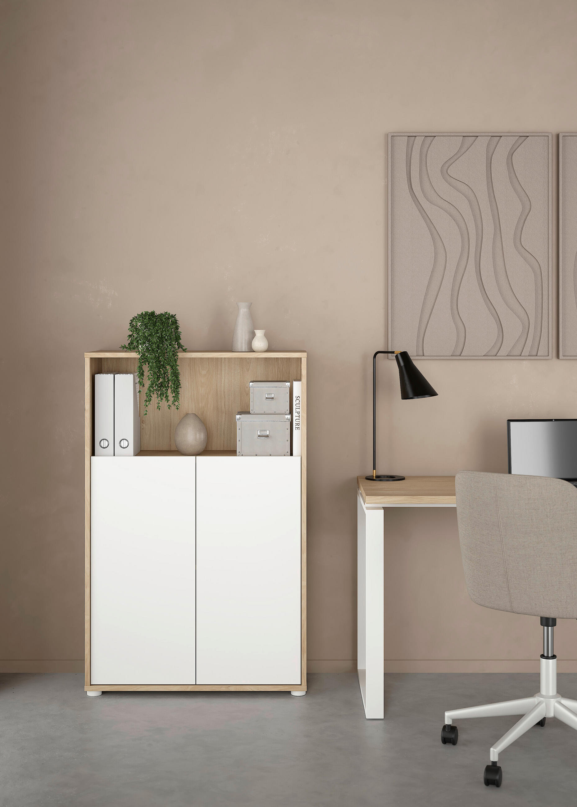 HIGHBOARD  in  - Eichefarben/Weiß, MODERN, Holzwerkstoff/Kunststoff (79,6/34,3/123,6cm) - MID.YOU