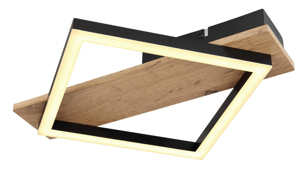 LED-DECKENLEUCHTE 12 W    33/31/5,5 cm  - Dunkelbraun/Opal, Natur, Holzwerkstoff/Kunststoff (33/31/5,5cm) - Globo