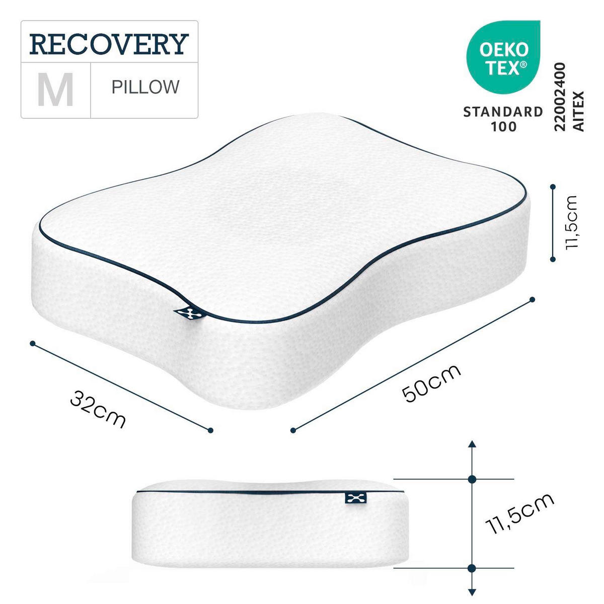 NACKENKISSEN RECOVERY  - Weiß, Basics, Textil (50/10-11,5/32cm) - Smartsleep