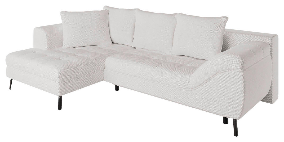 Ecksofa inkl. Funktionen Beige Webstoff  - Beige/Schwarz, MODERN, Textil/Metall (177/279cm) - Stylife