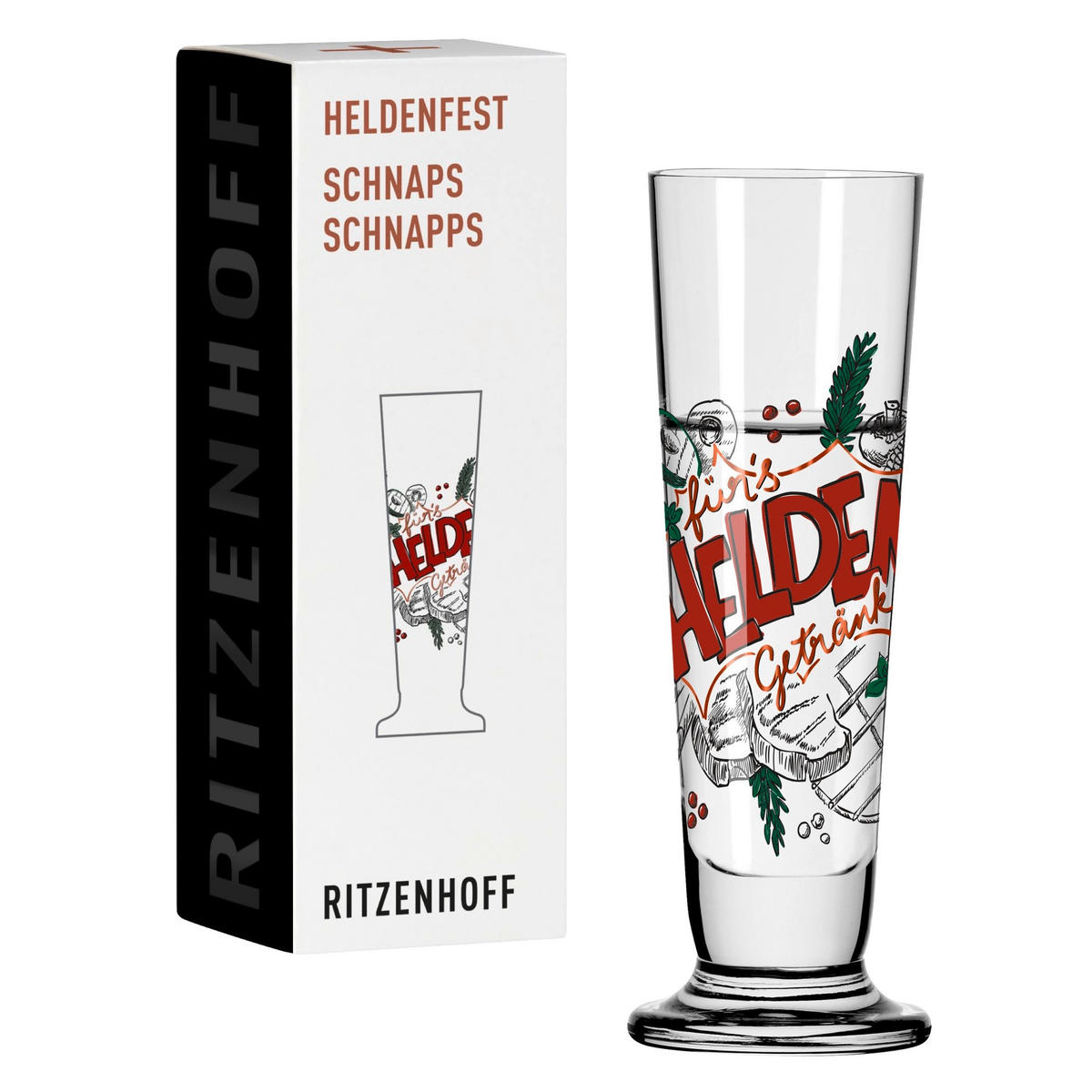 SCHNAPSGLAS 52 ml  - Rot/Schwarz, LIFESTYLE, Glas (3,5/3,5/11,3cm) - Ritzenhoff