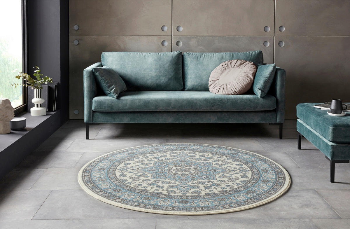 FLACHWEBETEPPICH 160 cm Mirkan Hellblau, Creme  - Creme/Hellblau, Basics, Kunststoff/Textil (160cm) - Hanse Home