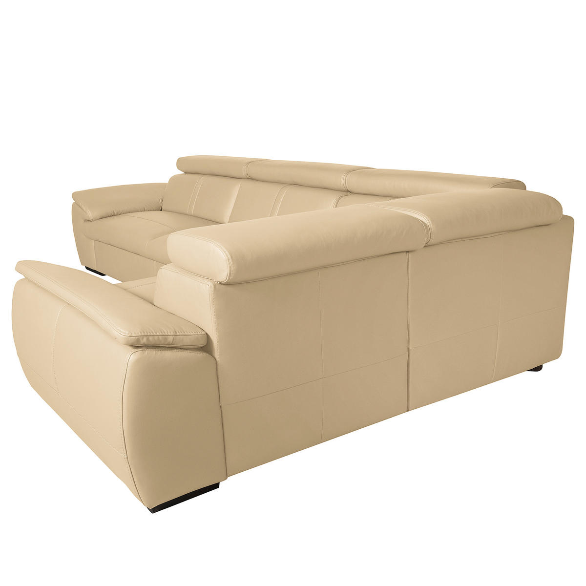 ECKSOFA Beige Echtleder  - Wengefarben/Beige, Design, Leder/Holz (265/193cm) - Livetastic