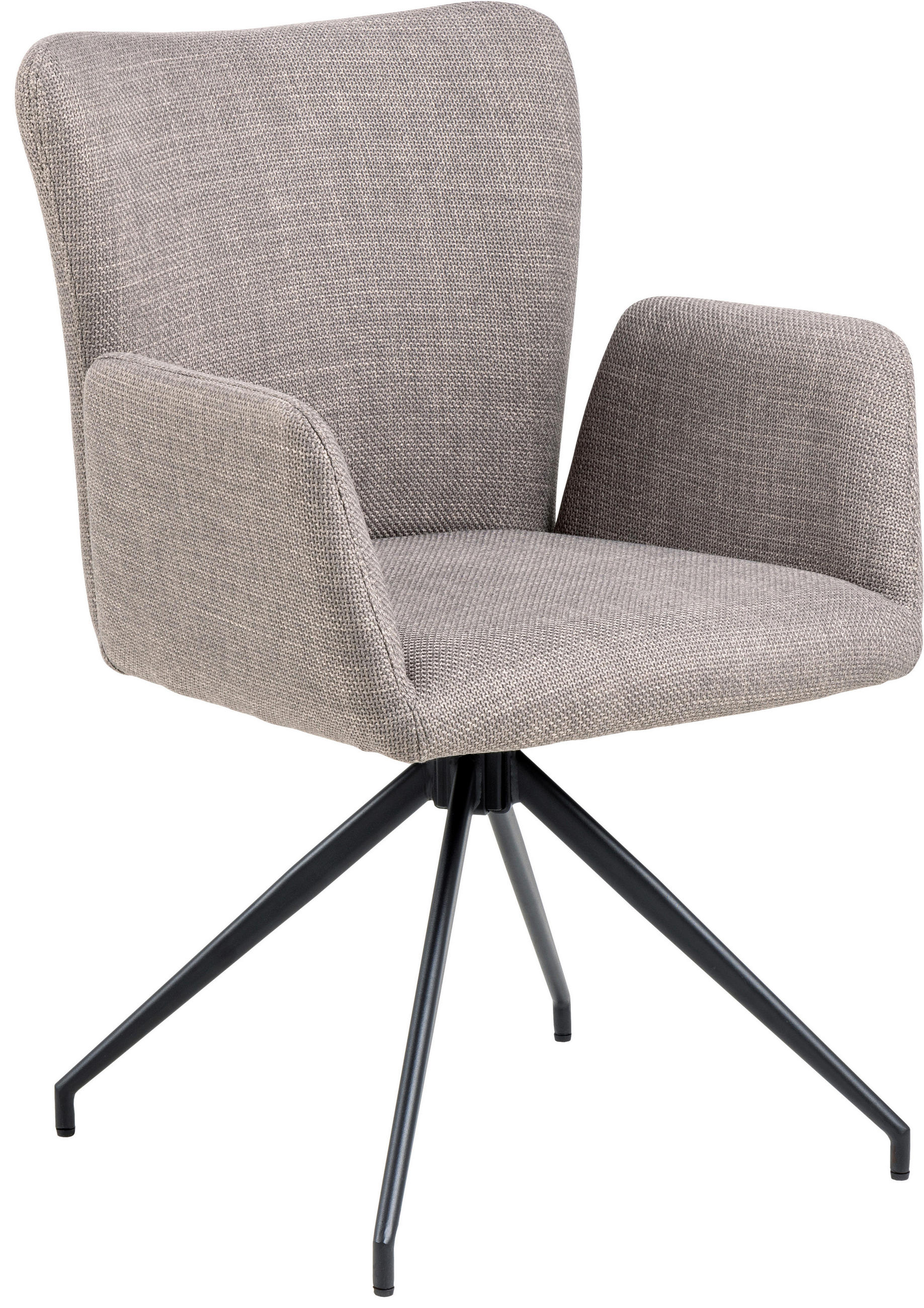 ARMLEHNSTUHL  Sitzfläche 360° drehbar Webstoff  Graubraun  - Graubraun/Schwarz, MODERN, Textil/Metall (57,5/86/61,5cm) - MID.YOU
