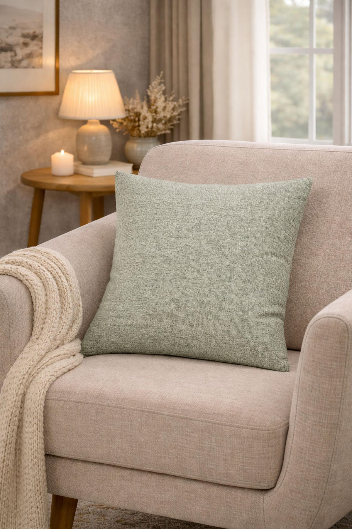 ZIERKISSEN  40/40 cm   - Salbeigrün, Basics, Textil (40/40cm)